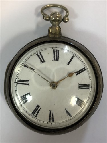 Lot 388 - Mathews, Welchpool - A George III silver pair cased pocket watch