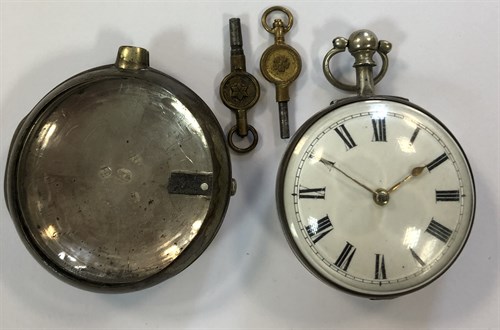 Lot 388 - Mathews, Welchpool - A George III silver pair cased pocket watch