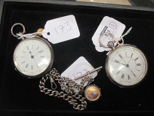 Lot 173 - Two Victorian silver open faced key wind...