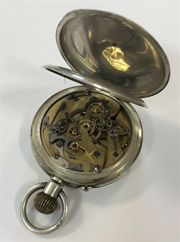 Lot 405 - J.W. Benson - A George V silver open faced chronograph pocket watch