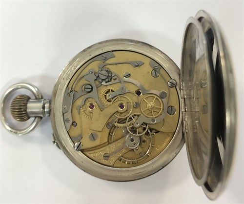 Lot 405 - J.W. Benson - A George V silver open faced chronograph pocket watch