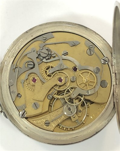 Lot 405 - J.W. Benson - A George V silver open faced chronograph pocket watch