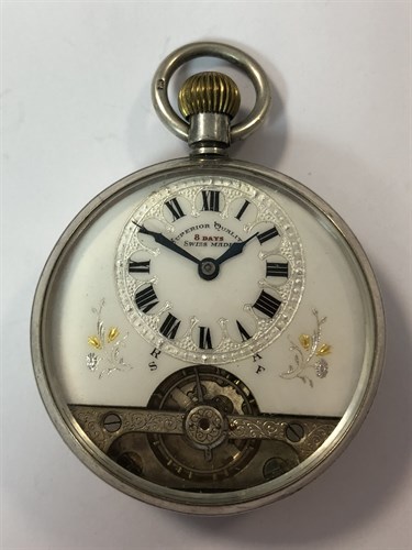 Lot 400 - Unsigned - A George V silver 8 day open faced pocket watch