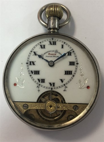 Lot 394 - Schild & Cie - A George V silver Hebdomas 8 day open faced pocket watch