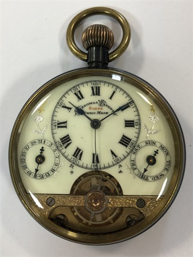 Lot 391 - Schild & Cie - A Hebdomas 8 day calendar open faced pocket watch