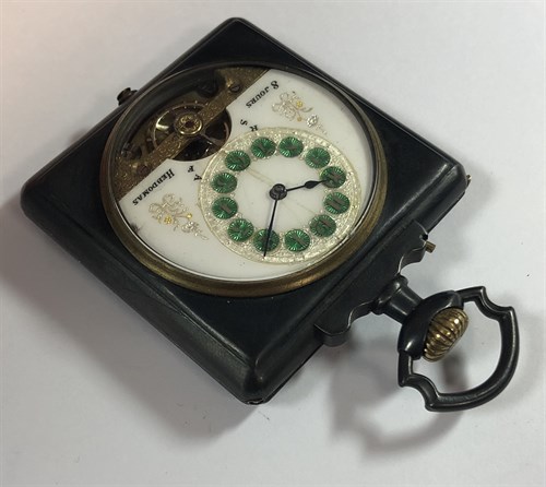 Lot 396 - Schild & Cie - A 'Hebdomas' 8 day open faced pocket watch and folding case