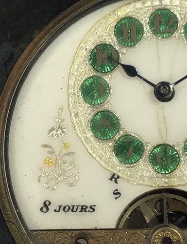 Lot 396 - Schild & Cie - A 'Hebdomas' 8 day open faced pocket watch and folding case