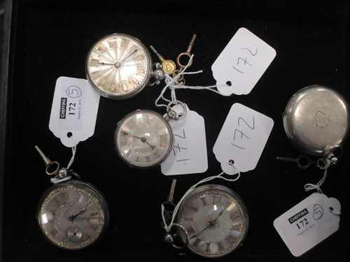 Lot 172 - A William IV silver open faced pocket watch,...