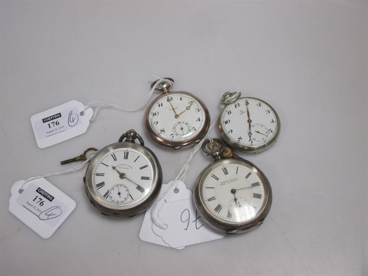 Lot 176 - An open faced pocket watch together with