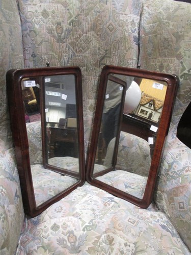 Lot 604 - Small pair of mahogany wall mirrors