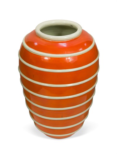 Lot 84 - A large Italian pottery orange glazed vase