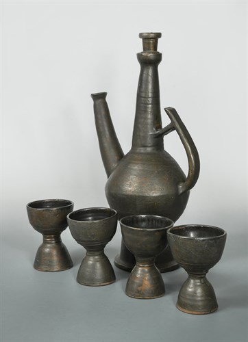 Lot 100 - David (1924-2011) and Hermia (1931-2000) Boyd, a studio pottery ewer and goblet set