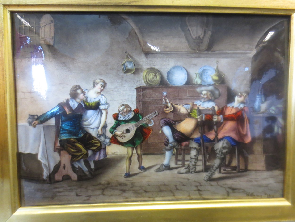 Lot 225 - A 19th century painting on metal panel of a...
