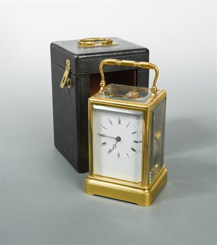 Lot 438 - A French 19th century gilt brass carriage clock