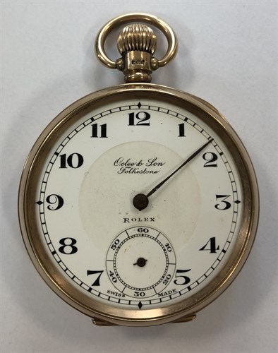 Lot 423 - Rolex - A George V 9ct gold open faced pocket watch