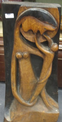 Lot 19 - A contemporary carved and stained panel of the...