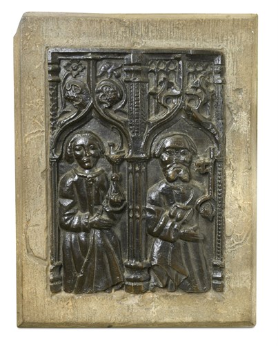 Lot 369 - A Medieval style cast metal plaque