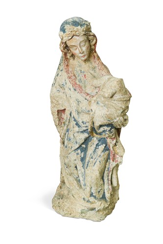 Lot 367 - A late 16th or early 17th century carved stone model of the Madonna and Child