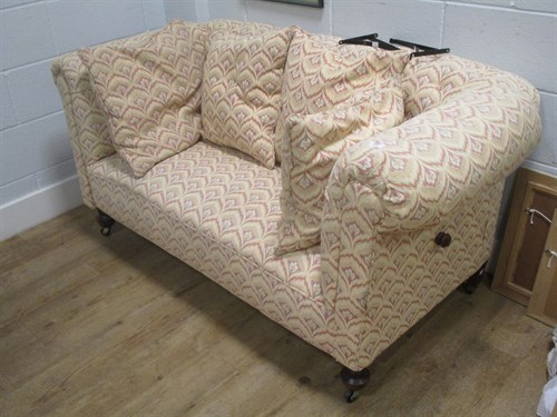 Lot 659 - A re-upholstered drop end two seat sofa 155 cm...