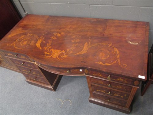 Lot 668 - A late Victorian mahogany and marquetry...
