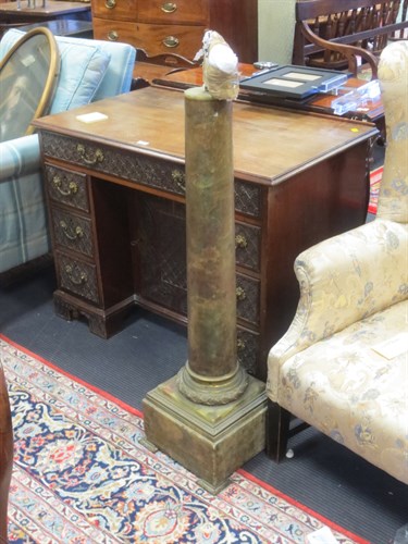 Lot 413 - An onyx and gilt metal mounted pedestal column,...