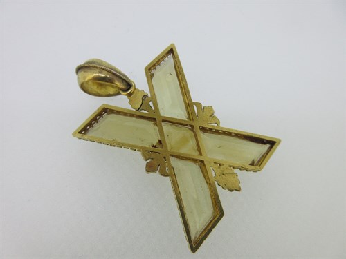 Lot 7 - A Victorian St Andrew's cross pendant set with citrines