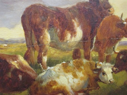 Lot 442 - After Thomas Sidney Cooper, 'Cows', oil on...