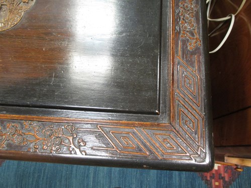 Lot 616 - An oriental style carved wood blanket box on...