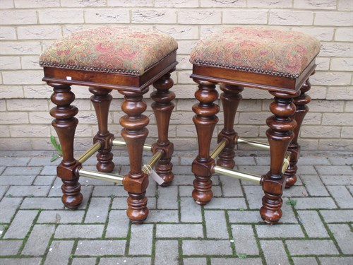 Lot 581 - A pair of turned wood and brass mounted heavy...