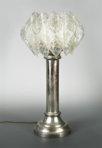 Lot 214 - A reproduction silver plated pillar lamp