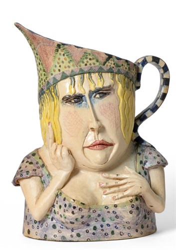 Lot 102 - Amanda Popham (born 1954), 'Big Yellow Haired Sister', a studio pottery jug