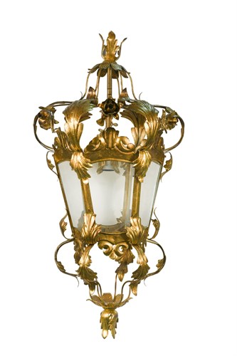 Lot 343 - A contemporary Venetian gilt metal and glass hall lantern from the Atelier of Jonathan Ceolin, Venice