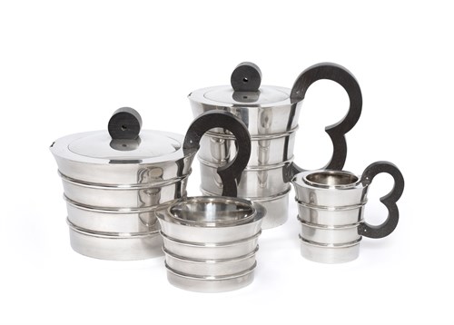 Lot 170 - Jean Elysée Puiforcat (French 1897-1945) - An Art Deco four-piece silver tea and coffee set