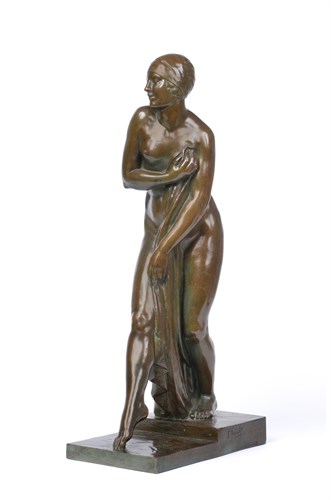 Lot 136 - Georges Chauvel (French, 1886-1962), "Le Bain de Champagne Caron (The Bath of Champagne Caron)", an Art Deco bronze female figure