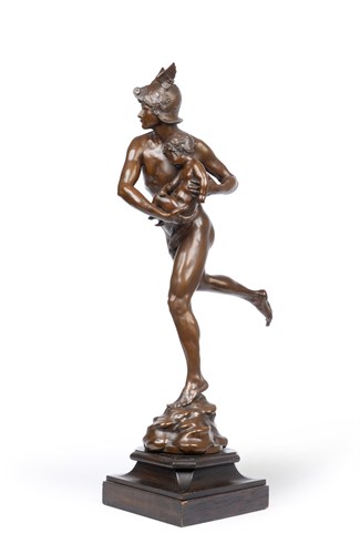 Lot 375 - Emmanuel Hannaux (French 1855-1934), a bronze of Mercury