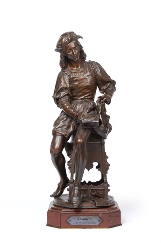 Lot 376 - Hippolyte Francois Moreau (French 1832-1927): "Raphael", a bronze study of the young artist