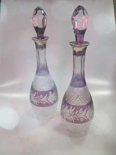 Lot 431 - A pair of amethyst flash overlay cut glass...