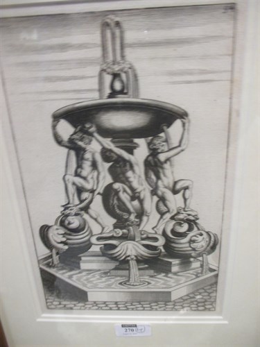 Lot 270 - Four Italian Baroque engravings of fountains...