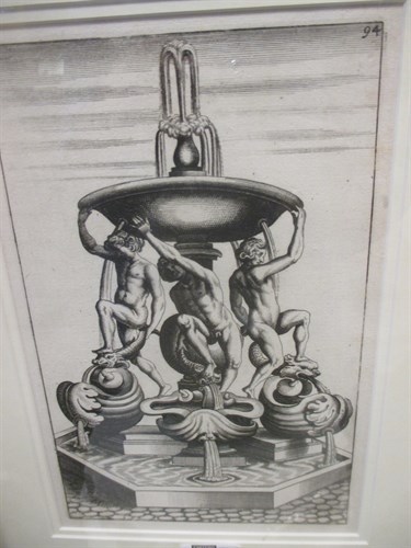 Lot 270 - Four Italian Baroque engravings of fountains...