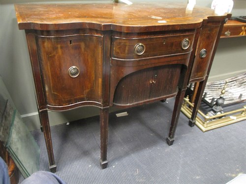 Lot 373 - A mahogany and cross banded side board with...