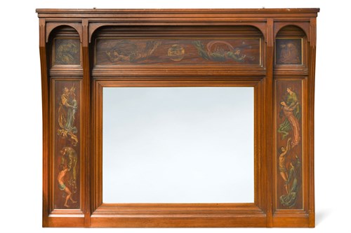 Lot 245 - An Arts & Crafts mahogany overmantle mirror by Philip Philo, Cambridge, 1880