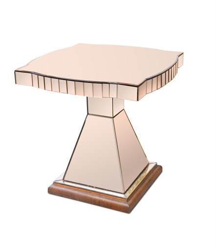 Lot 273 - An Art Deco mirrored peach glass occasional table
