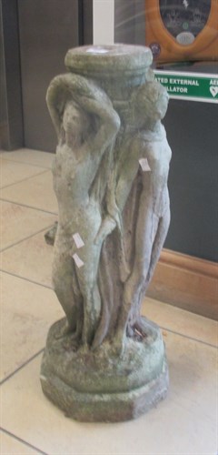 Lot 732 - A birdbath pedestal depicting four female nude...