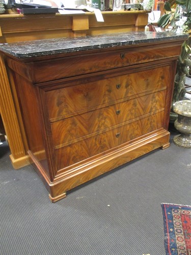 Lot 384 - A Louis Philippe marble top commode 103 x 133...