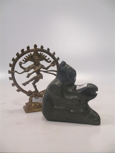 Lot 72 - A metalwork figure of a deity together with an...