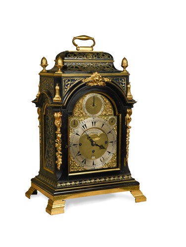 Lot 429 - Markwick Markham, London, a good early George III ebonised, ormolu mounted and brass inlaid table clock for the Turkish market