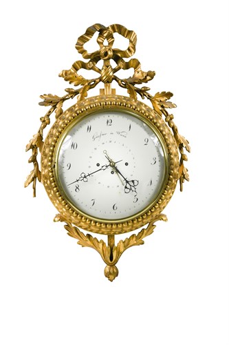 Lot 433 - An early 19th century Austrian giltwood wall clock, signed 'Gassner in Wien'