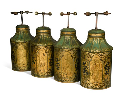 Lot 345 - A set of four Regency toleware tea canisters