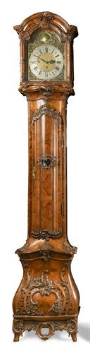 Lot 444 - An 18th century German Rococo walnut longcase clock by Johann Rieppolt, Augsburg, [master 1727]