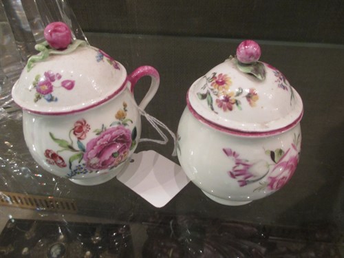 Lot 8 - Three Mennecy custard cups and covers, circa...